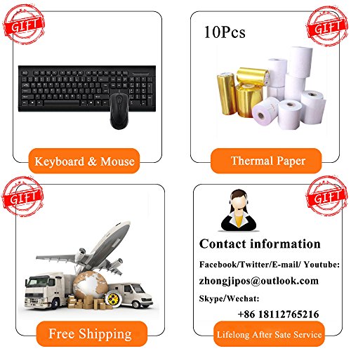 ZHONGJI All In One Retail Bundle Point of Sale System - includes AP-B6000 Touch Screen PC, Windows10 Pro OS ,POS Software, Thermal Receipt Printer,Stainless Steel Cash Drawer