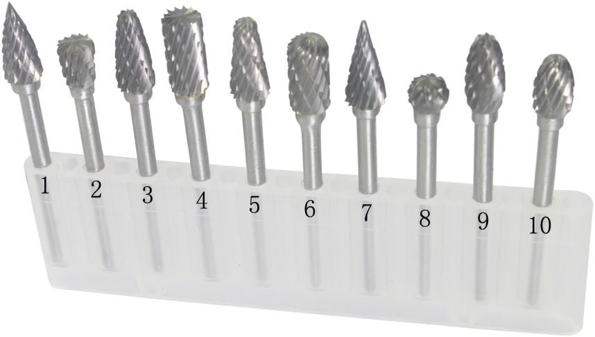 Carving Expert 10pcs Double cut 1/8in Shank Tungsten Carbide Rotary Burr For Dremel