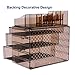SONGMICS Makeup Organizer 3 Large Drawers Cosmetic Jewelry Storage Display Boxes with 14 Top Compartments 2 Pieces Set Tawny UJMU17T