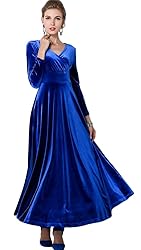 Urban CoCo Women Long Sleeve V-Neck Velvet Stretchy