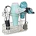 mDesign Wall Mount Hair Care, Hot Styling Tool Organizer Storage Basket for Hair Dryer, Flat Irons, Curling Wands, Hair Straighteners, Space Saving, 3 Sections - Concerto Collection - Satin