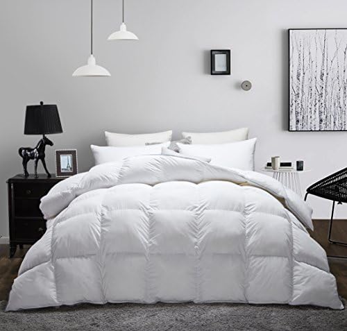 Luxurious Goose Down Comforter QUEEN SIZE Duvet Insert All Seasons Down Comforter,100%High Quality Down Proof Fabric Cover Filled 55oz High Fill Power,Hypoallergenic&amp;Durable-Sold by THREE GEESE