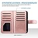 ULAK Galaxy S6 Case, Samsung Galaxy S6 Wallet Case, Wallet Flip Case PU Leather Case Shockproof Soft TPU Inner Bumper Slim Protective Card Slots Wrist Strap Cover- Minimal Stripes/Rose Gold