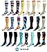 Compression Socks (1 pair) for Women & Men by Wave (Happy Stripes, L-XL)