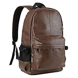 Koolertron Classic Casual PU Leather Vintage Fashion Unisex School Student Laptop Backpack For Camping Travel Fits Acer Aspire MacBook iPhone iPad and Samsung Tablet (Brown)