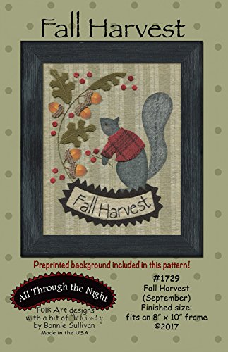 Fall Harvest (September) Applique Pattern by Bonnie Sullivan from All Through the Night #1729 Includes pre-printed background fabric 8