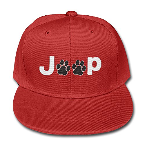 Foot Jeep Cotton Baseball Cap Boys Girls Snapback Hip Hop Flat Hat Red
