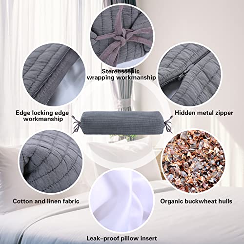 Ainilaus Adjustable Buckwheat Pillow with Washable Cotton Pillowcase, Neck Roll Pillow for