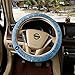 ZONETECH Fluffy Sheepskin Steering Wheel Handbrake & Gear Shift Cover- Premium Quality Winter Warm Plush Stretch on Vehicle Blue Comfortable Steering Wheel Handbrake & Gear Shift Cover Protector