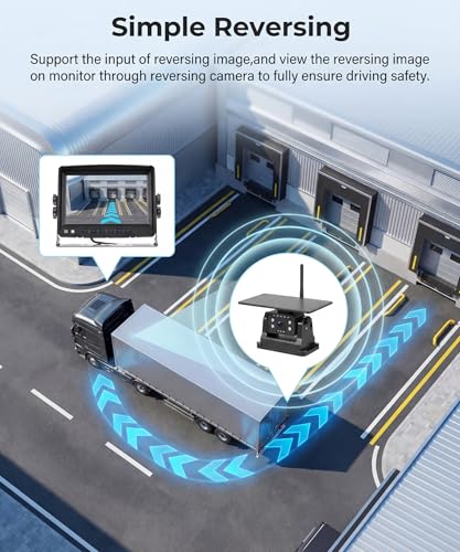 Rimoody WiFi Solaire Caméra de Recul sans Fil Caméra de Recul Magnétique avec Batterie 10000mAh & Recharge Type C, 7 Pouces IPS Écran IP69 Étanche Vision Nocturne pour Camion/Bus/Caravane/Camping Car