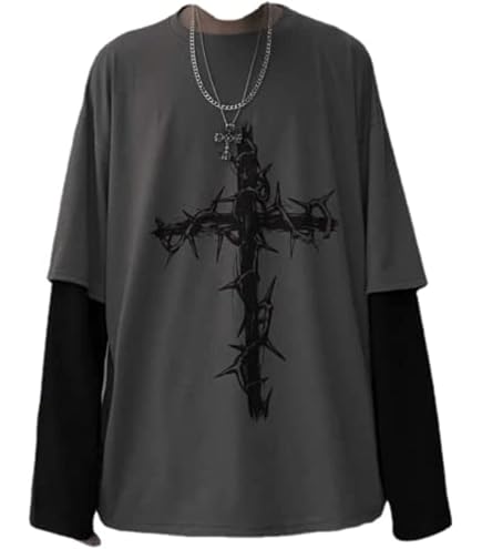 Amazon.com: Tyadorw Unisex Goth Shirt Y2K Skeleton Shirt Long