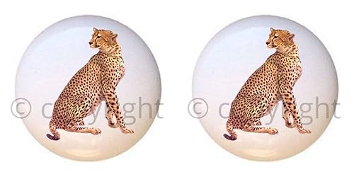 Amazon Com Set Of 2 Knobs Cheetah African Wildlife Safari