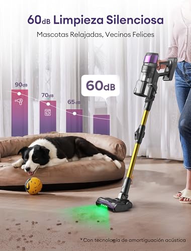 U20 Aspiradora sin Cable 55Kpa/55Min, Cepillo Anti-Enredo Mejorado, Aspirador Escoba con Brazo Flexible, Limpieza Ultraprofunda Bajo Muebles sin Agacharse, para Alfombra/Pelo de Mascotas