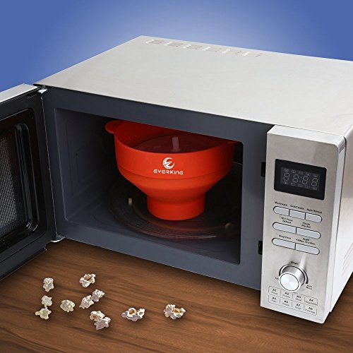 EverKing Microwave Air Popcorn Popper,Silicone Popcorn Maker,Collapsible Popcorn Bowl,Hot Air Popcorn Maker,Healthy Machine No Oil Needed, BPA PVC Free With Lid and Convenient Handles