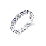 FUNYCHEN Evil Eye Ring for Women Sterling Silver