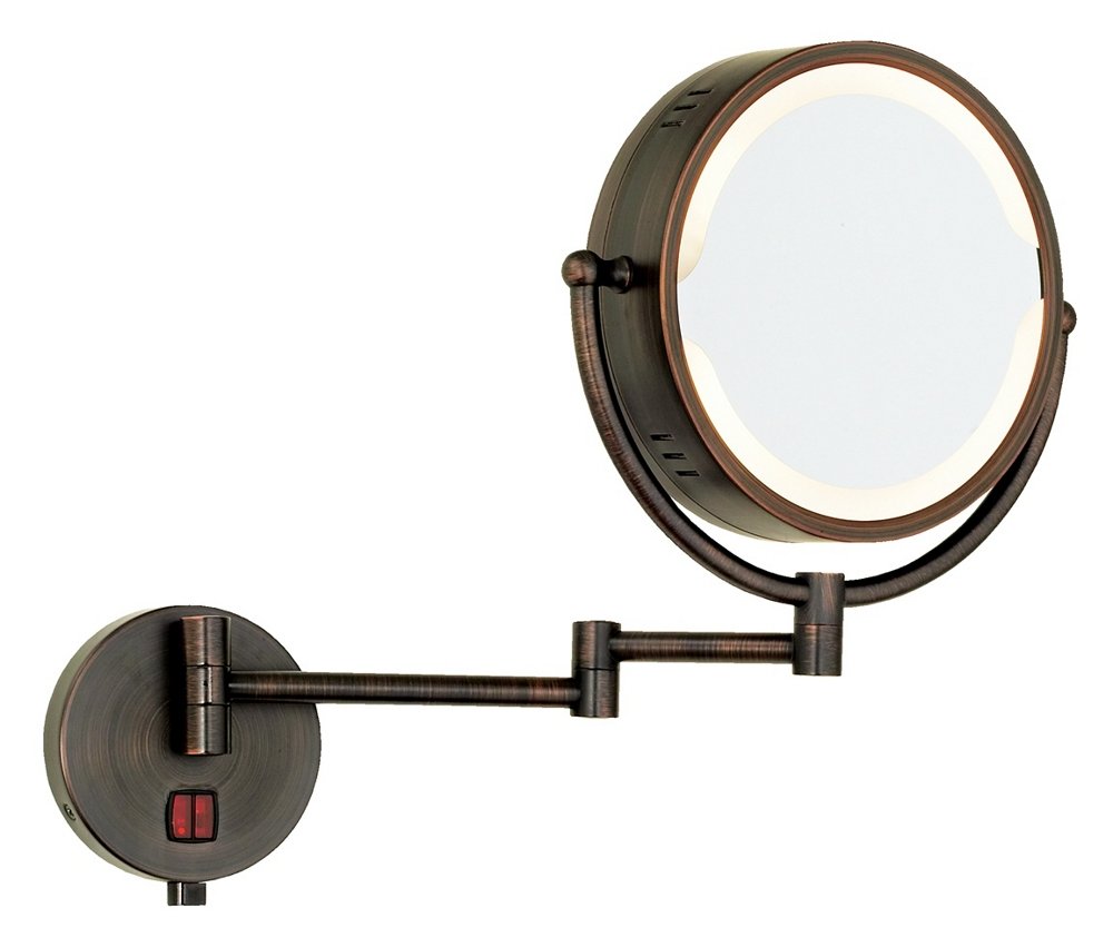 Oil Rubbed Bronze Swing Arm PlugIn Lighted Vanity Mirror