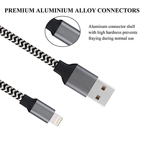 Lightning Cable,Mattzur [3 Pack] iPhone Charger to USB Syncing and Charging Cable Data Nylon Braided Cord Charger for iPhone 8/8 Plus7/7 Plus/6/6 Plus/6s/6s Plus/5/5s/5c/SE(Black)
