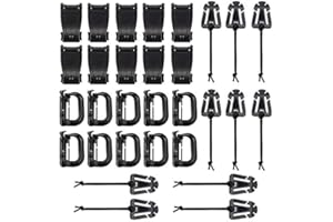 BOOSTEADY 36PCS Attachments for Tactical Backpack Vest Belt,D-Ring Grimloc Locking Gear Clip, Web Dominator Elastic Strings, Strap Management Tool Buckle,Hydration Tube Clips,Key Ring,MOLLE Bag