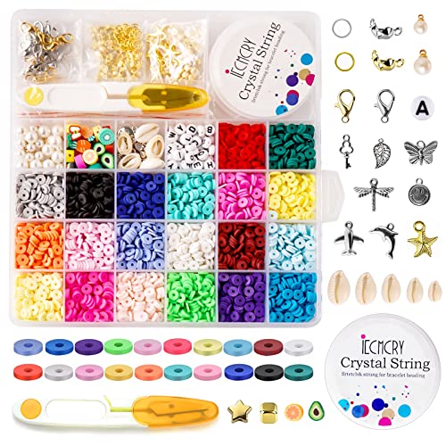 4300 Pcs Flat Round Polymer Clay Beads for Jewelry Making