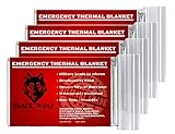 Black Wolf Emergency Mylar Thermal Blankets (5 Pack) Perfect for Extreme Cold, Camping, Hiking, Survival Gear, Rescue Foil, Sleeping Bags or First Aid kit.