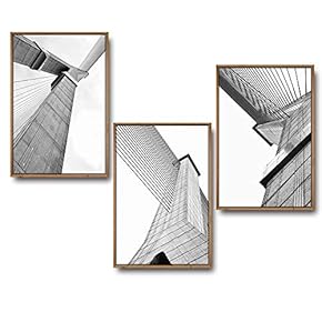 3 Piece Framed Canvas Wall Art for Living Room, Bedroom Buildings Theme Canvas Prints for Home Decoration Ready to Hang - 16"x24"x3 Panels