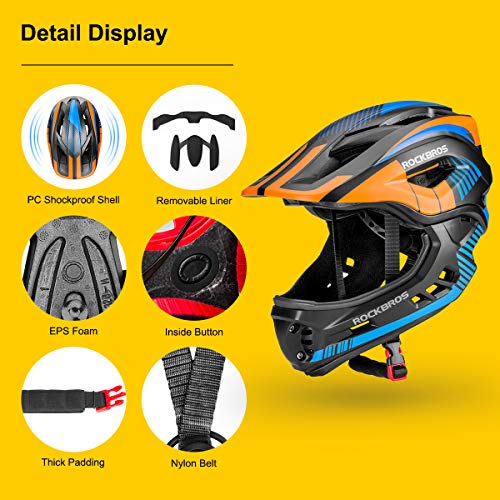 ROCKBROS Kids Full Face Helmet Kids Bike Helmets Lightweight Toddler