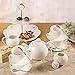 Porcelain Tea Cup and Saucer Coffee Cup Set and Dinnerware (Cup Set with Creamer, Sugar Pot & Cake Stand, Service for 4)