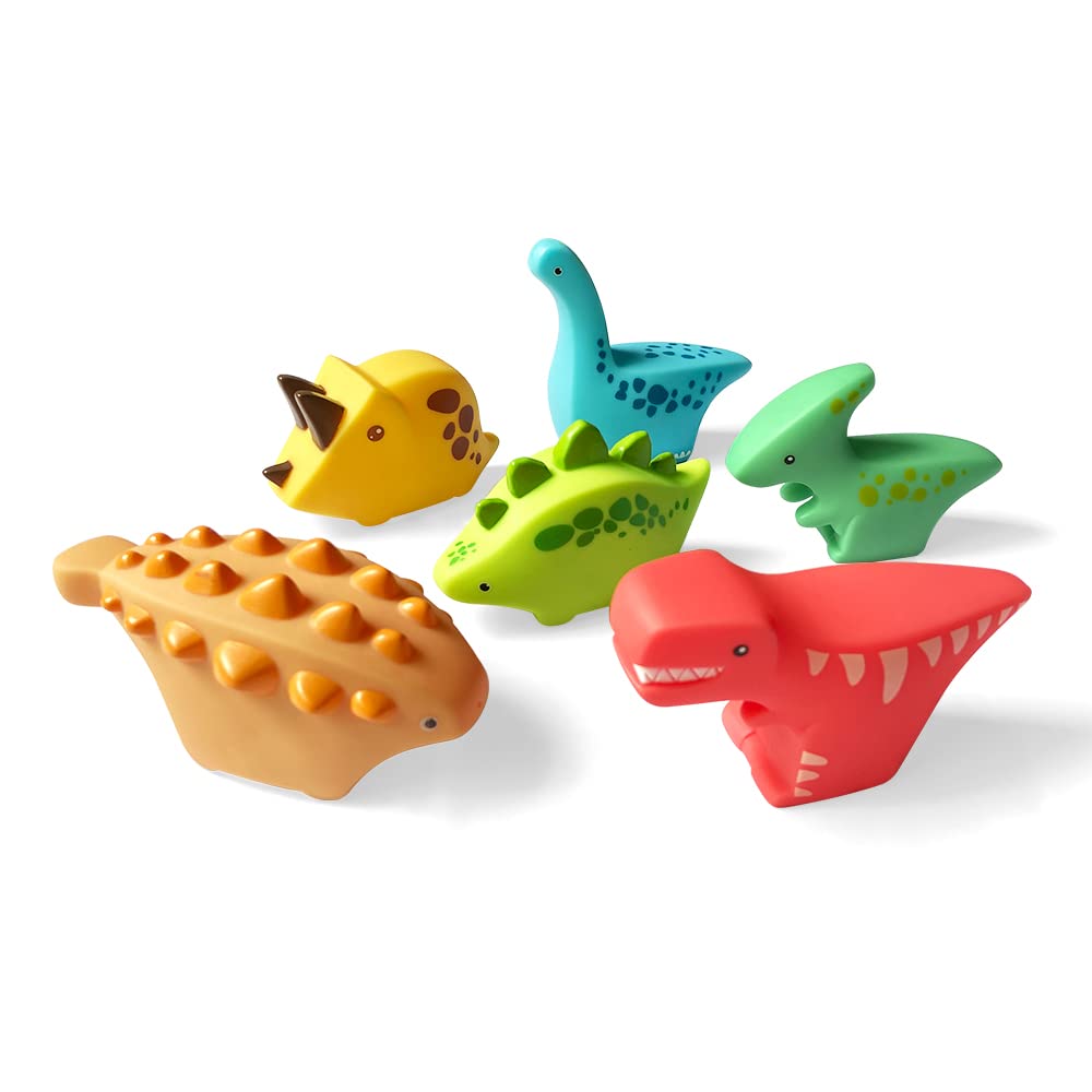 Floating Dinosaur Bath Toys without Holes(6PCS),Baby Soft Bath Time Toys,Bathtub Learning Dinosaur Bath Toys and Bathroom Toys for Toddlers
