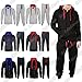 Janisramone New Kids Boys Contrast Drawcord Fleece Hooded Top Bottom Set Jogging Tracksuit