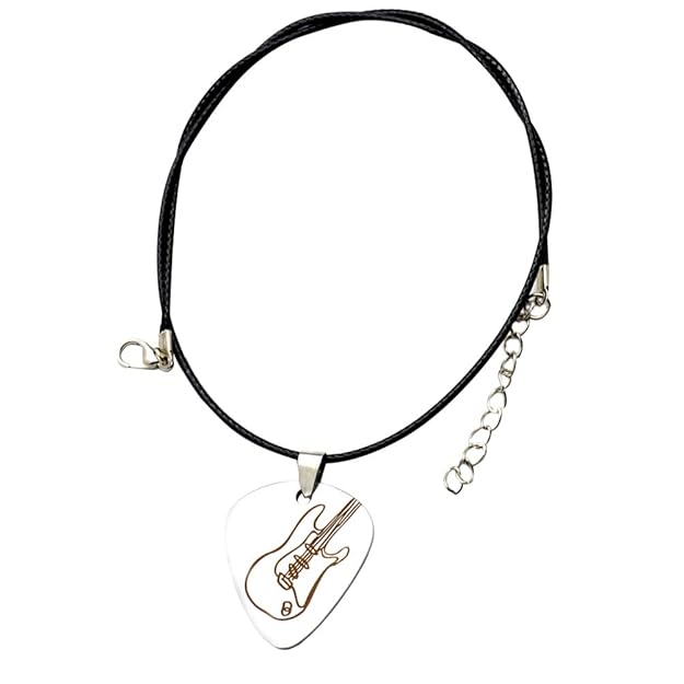Healifty Gitarren Pick Halskette Metall Plektrum Anhänger mit Leder Kette