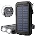 Solar Charger, 10000mAh Solar Panels Power Bank, Stoon External Battery Packs Charger Rainproof Dual USB Phone Charger w/ Hook Compass LED Flashlight Portable for Emergency Camping Cell Phone (Black)