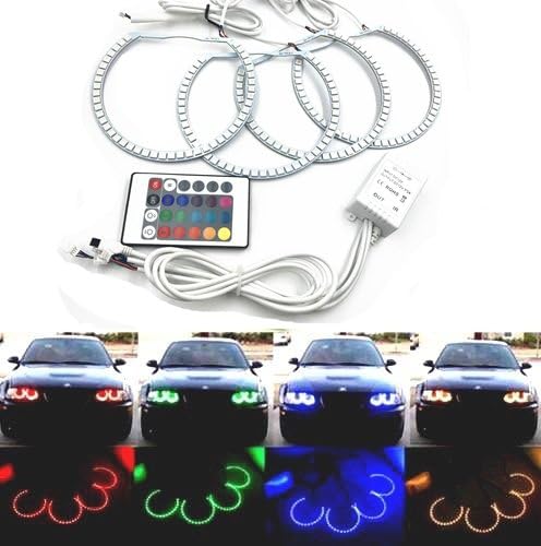 GFJMC LED RGB Multi Color Halo Rings for Headlight 131mm for BMW E36 E38 E39 E46