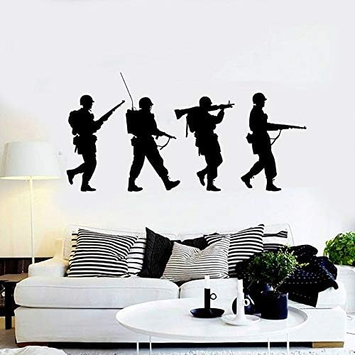 Asfga Warrior Anime Soldier Silhouette Vinyl Wall Decal War Military Art Boy Bedroom Game Room Home Decoration Window Glass Cool Style Mural Brave Gift 57x113cm Amazon Co Uk Kitchen Home