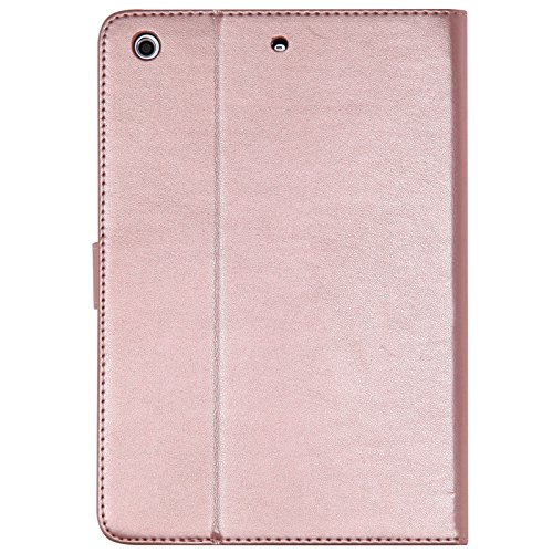 iPad Mini 2 Mini 3 Case, LittleMax(TM) Lightweight PU Leather Flip Stand Embossed Bird & Butterfly & Girl Case Smart Cover with Auto Wake/Sleep for Apple iPad Mini 3/2/1 -#3 Rosegold