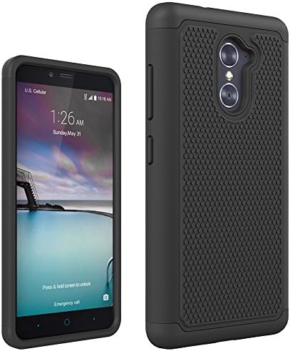 ZTE Imperial Max / Z963U / Grand X Max 2 / Z988 Case, SAUS [Shock Absorption] Hybrid Dual Layer Armor Defender Protective Case Cover (Black)