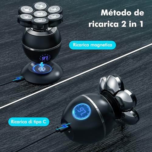 ETENTOUS Men's Bald Shaver – 7D Electric Shaver Beard – 6 in 1 Men's Hair Shaver Waterproof Head IPX7 Electric Shaver Body-Man with LED Display/9 Beauty Kit