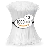 ALBO Zip Ties White 12 Inch 1000 Pack 50 lb, Long