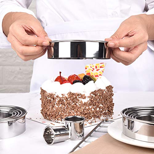 Transser- Cookie Biscuit Cutter Set 14 Circle Pastry Cutters for Donuts and Scones Stainless Steel Metal Ring Baking Molds (Silver) - Thumbnail 4