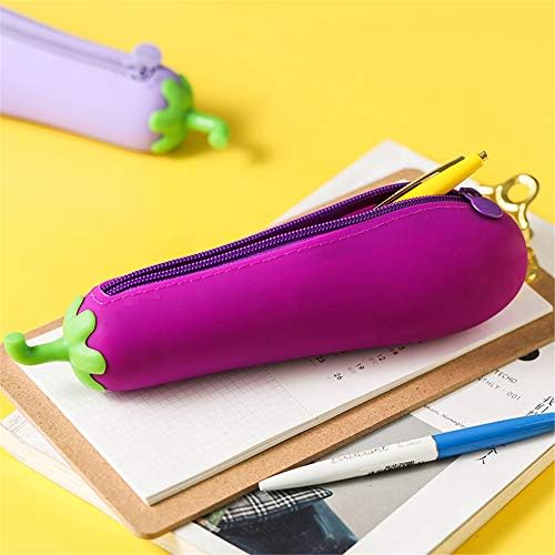 1pcs/Set Kawaii Cute Eggplant Silicone Shape Cute Pencil case Bag Cute School Supplies for Students