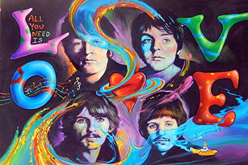 Diamond Painting Kits for Adults by Paint With Diamonds XL 60x40cm â€˜All You Need is Loveâ€™ Full Canvas Square Diamonds (Plus Free Premium Diamond Pen)