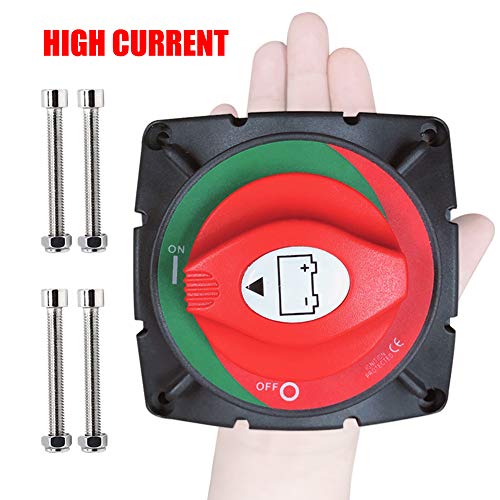 Ampper Large Current Battery Switch, 12-48 V Battery Master Cut Disconnect Switch Isolator for Marine Boat, Ship, Yacht, RV, Truck (On/Off, High Current)