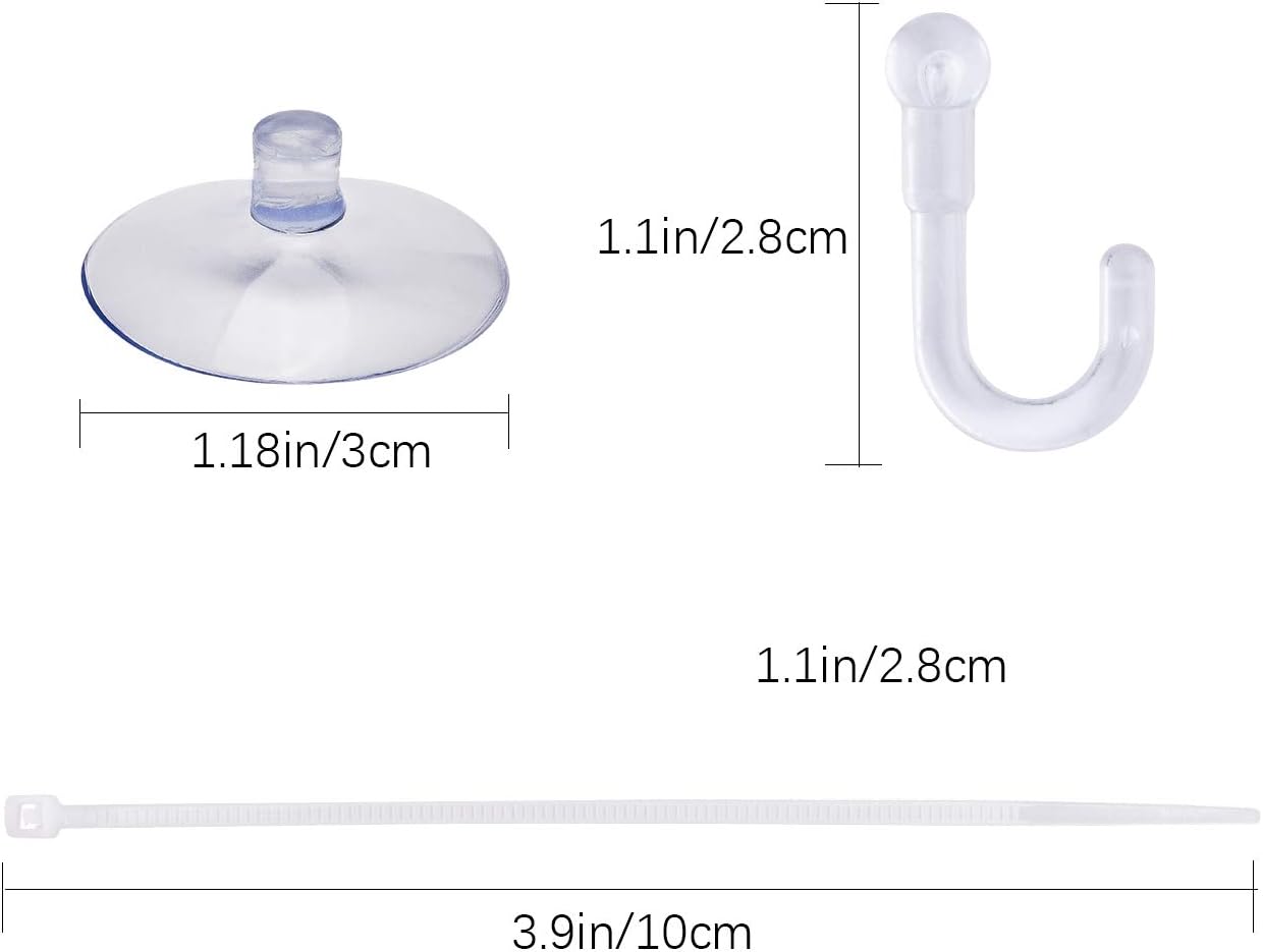 SAVITA 20 Pcs Aquarium Suction Cups Fish Tank Suction Hooks with Removable Hooks and 40 Adjustable Zip Ties for Aquarium Binding Moss Plants - Image 3