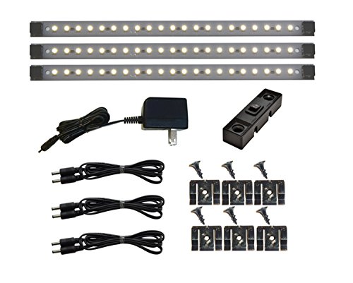 Under Cabinet 21 LED Light Set - 3 Panels - Pro Series - Deluxe Kit - Pure White | ( Inline Dimmer Optional see B00405DEEU ) | Inspired LED
