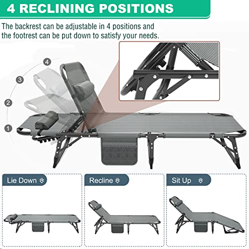 SUGIFT Folding Camping Cot, Adjustable 4-Position Adults