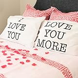 I Love You &amp; Love You More Cotton Polyester Standard Size Pillowcase Pair for Bedroom, Home Decoration Set, Anniversary Valentine's Day Gift by Super Z Outlet ()