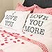 Super Z Outlet I Love You & Love You More Cotton Polyester Standard Size Pillowcase Pair for Bedroom, Home Decoration Set, Anniversary