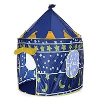 YYfamily Portable Princess Prince Play Tent House Playhouse Game Castle Indoor Outdoor Pop Up for Children Kids Boys Girls (Blue)