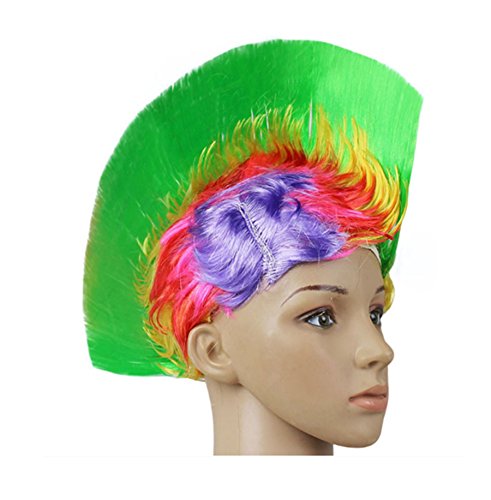 primerry Funny Parties Punk Halloween Short Hair Wig (Rainbow Green)