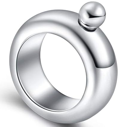 Emerge Stainless Steel Bracelet Flask Portable Festival Wine Bangle Liquor Flask with Funnel Suitable - 3.5oz, Silver