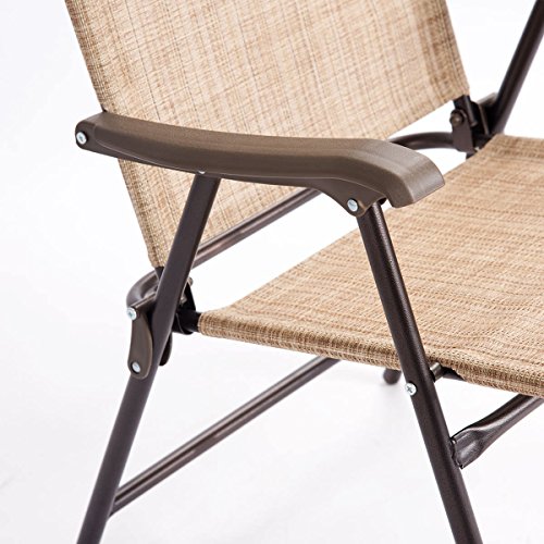Giantex Patio Folding Chairs Sling Back Chairs Indoor Outdoor Camping Chairs Garden Patio Pool Beach Yard Recliners Lounge Chairs w/Armrest Set of 2 (Yellow) - Thumbnail 7